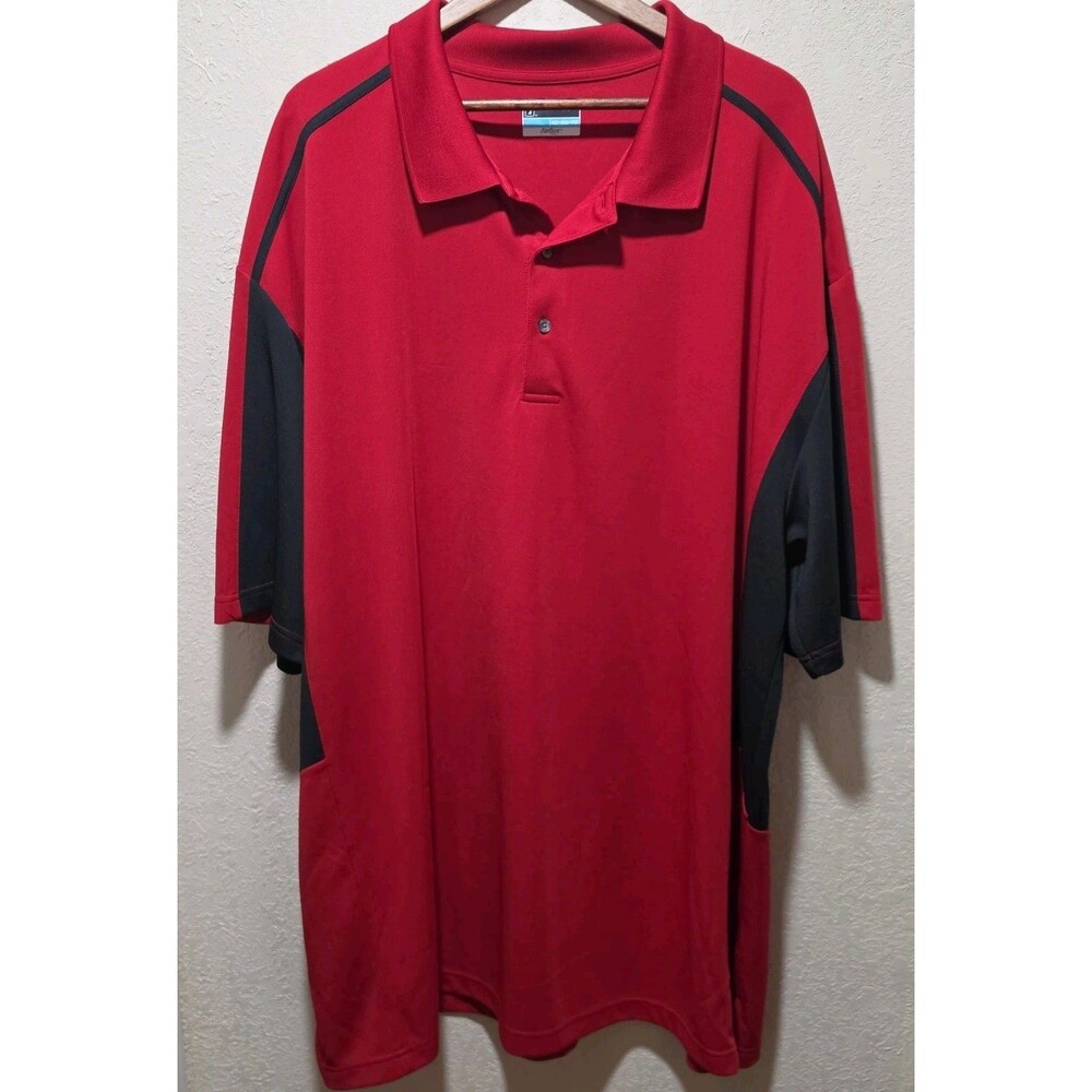 PGA Tour Mens Golf Polo Shirt Size 4XLT Airflux Red Black